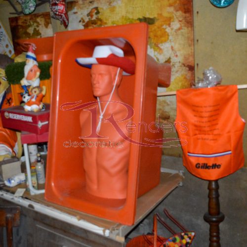 WK Voetbal Holland. Nostalgie decoratie Oranje badkuip met borstbeeld